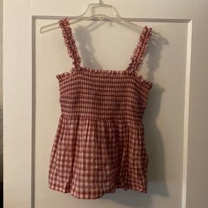 Lucky Brand Plaid Pink Tank Top